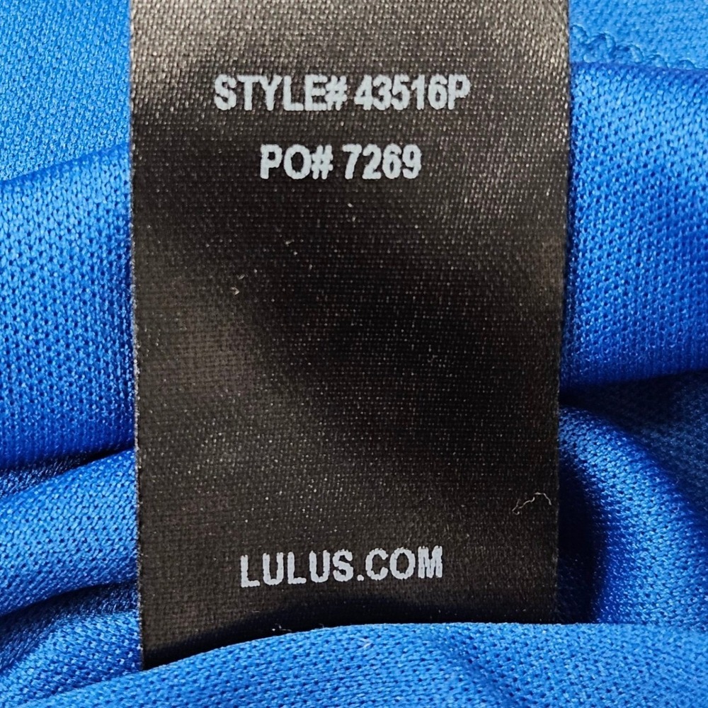 LULUS Royal Blue Floral Shift Dress M Open Keyhole Back Wedding Guest Mini - Picture 10 of 10
